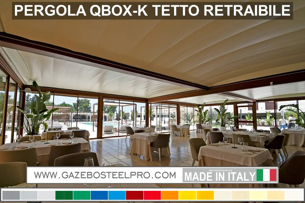 Pergola QBOX K Retrattile - AC2 - LARGHEZZA 600 CM - Gazebo Steel Pro #