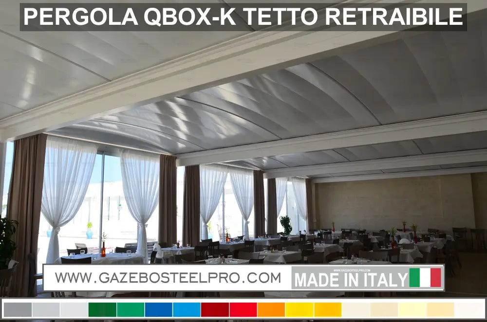 Pergola QBOX K Retrattile - AC2 - LARGHEZZA 600 CM - Gazebo Steel Pro #