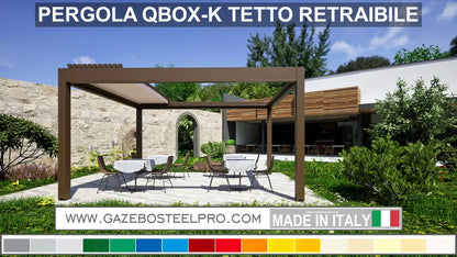 Pergola QBOX K Retrattile - AC2 - LARGHEZZA 600 CM - Gazebo Steel Pro #