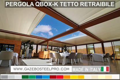 Pergola QBOX K Retrattile - AC2 - LARGHEZZA 600 CM - Gazebo Steel Pro #