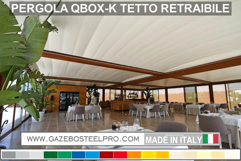 Pergola QBOX K Retrattile - AC2 - LARGHEZZA 600 CM - Gazebo Steel Pro #