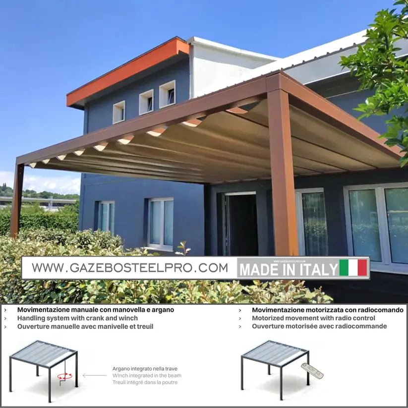 Pergola BEACH WAVE 100 - modulo singolo autoportante - Gazebo Steel Pro #