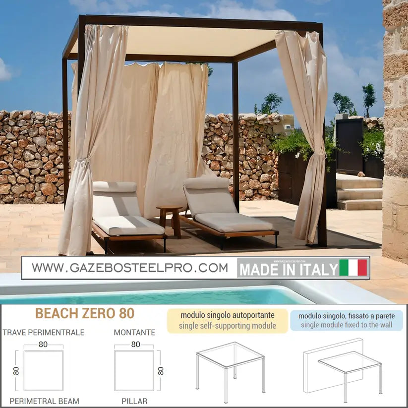 PERGOLA BEACH ZERO - 80 - 4X4 MT - Gazebo Steel Pro #