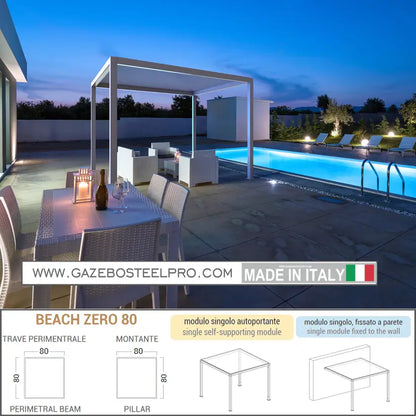 PERGOLA BEACH ZERO - 80 - 4X4 MT - Gazebo Steel Pro #