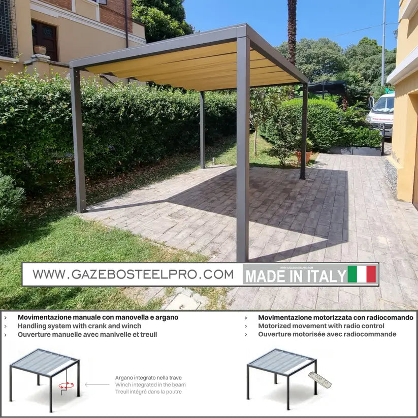 Pergola BEACH WAVE 100 - modulo singolo autoportante - Gazebo Steel Pro #