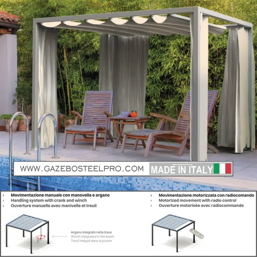 Pergola BEACH WAVE 100 - modulo singolo autoportante - Gazebo Steel Pro #