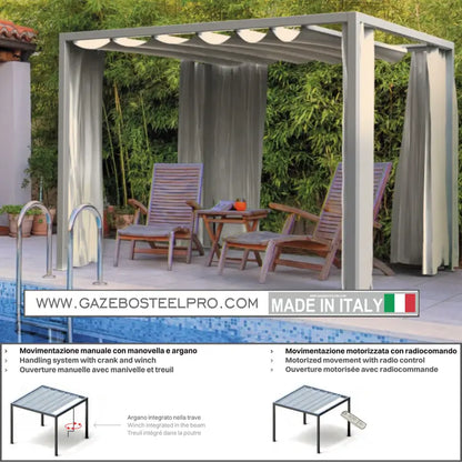 Pergola BEACH WAVE 100 - modulo singolo autoportante - Gazebo Steel Pro #