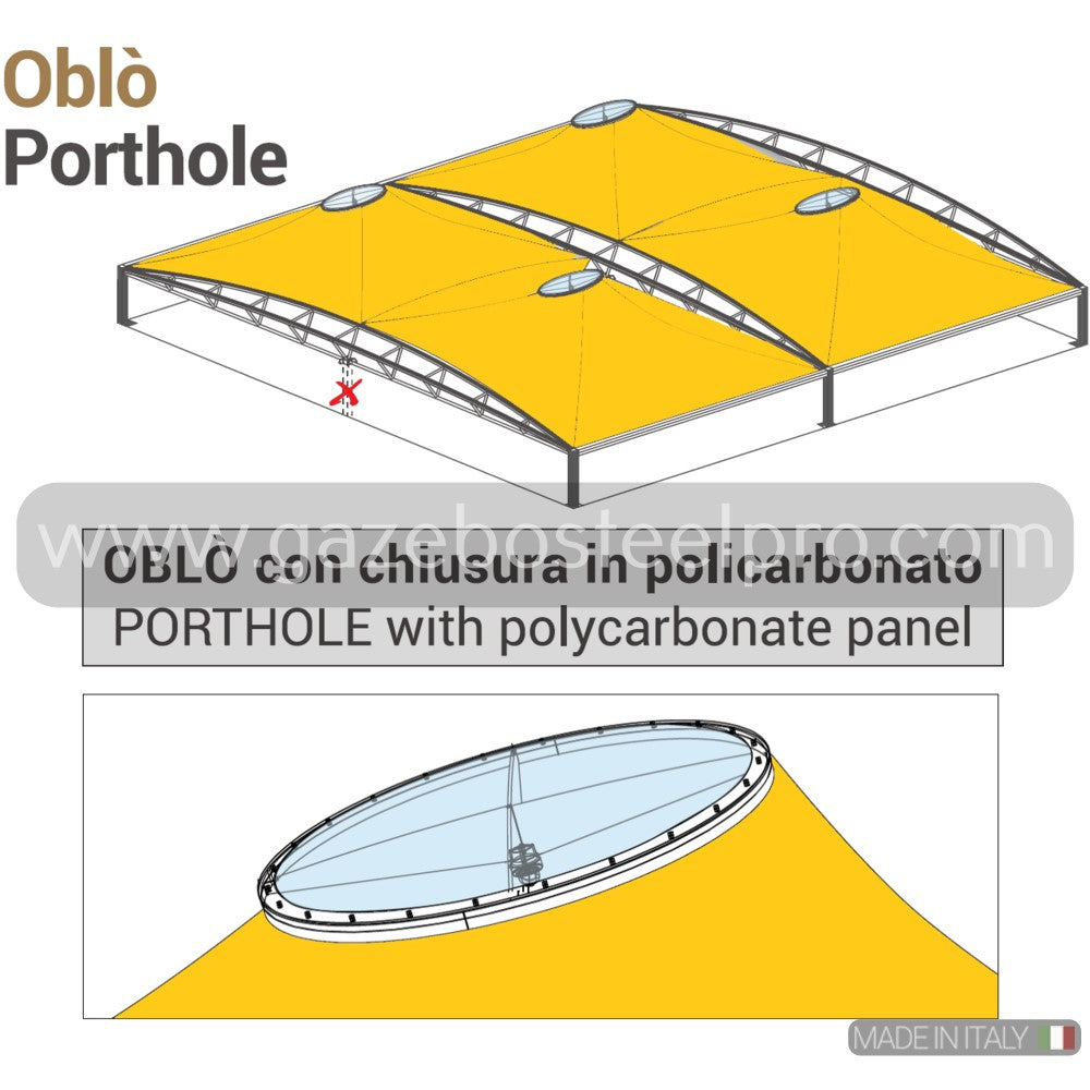 OBLÒ CON CHIUSURA IN POLICARBONATO PER AIRONE MEGA - Gazebo Steel Pro #