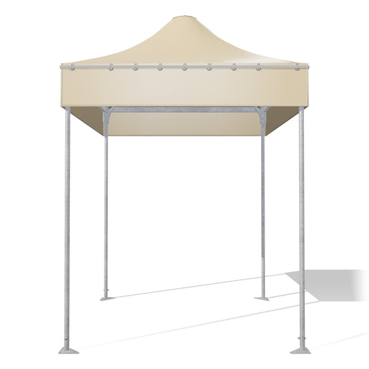 Gazebo 2x2 professionale Airone Corallo Light zincato, telo beige RAL 1014, vista frontale