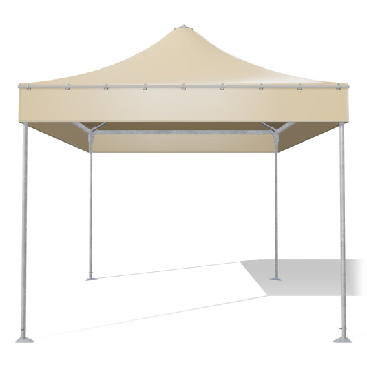 Gazebo 3x3 professionale Airone Corallo Light zincato, telo beige RAL 1014, vista frontale