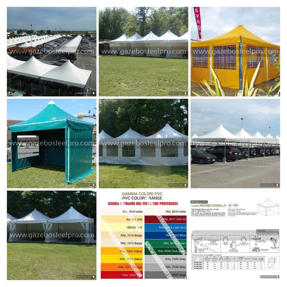Gazebo 5x5 MT. AIRONE CORALLO - Gazebo Steel Pro