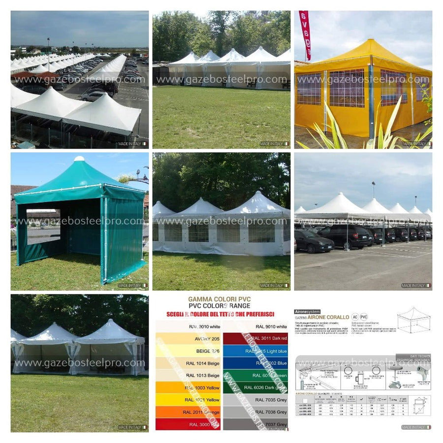 Gazebo 5x5 MT. AIRONE CORALLO - Gazebo Steel Pro