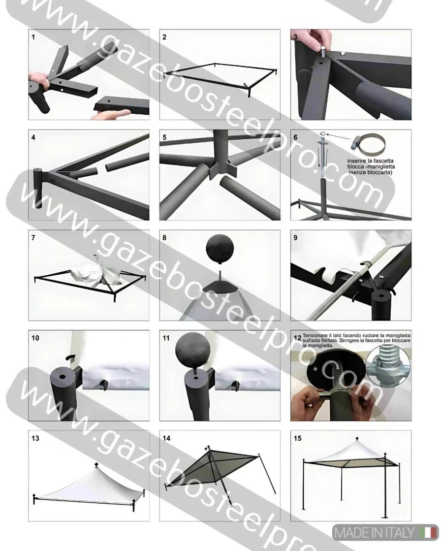 Gazebo 5x5 MT. AIRONE NEW - Gazebo Steel Pro