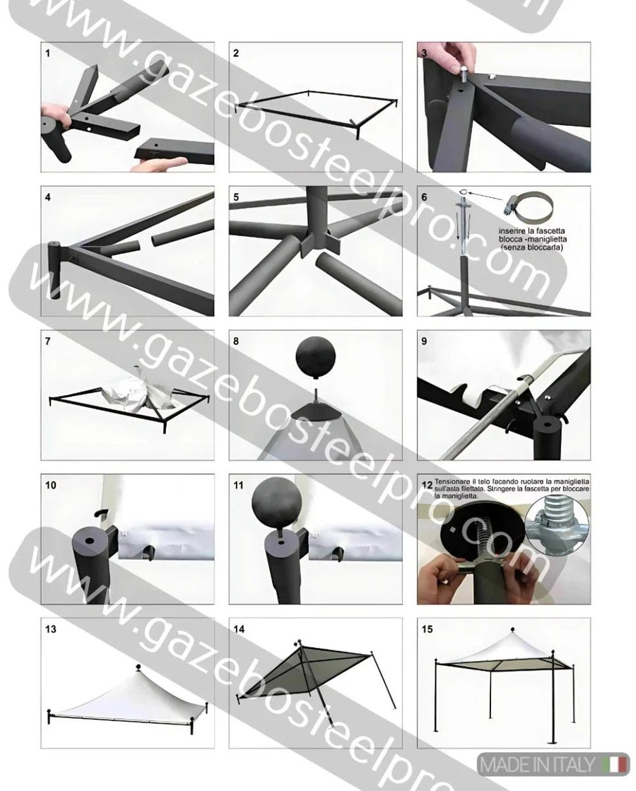 Gazebo 5x6 MT. AIRONE NEW - Gazebo Steel Pro