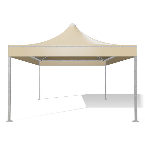 Gazebo Airone Quadro con montanti quadri in acciaio zincato, telo beige RAL 1014, vista frontale