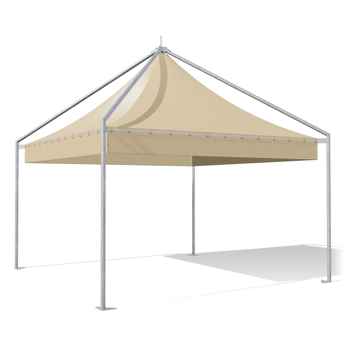 Gazebo a pagoda Pagoda Basic zincato con telo beige RAL 1014, vista 3D di tre quarti