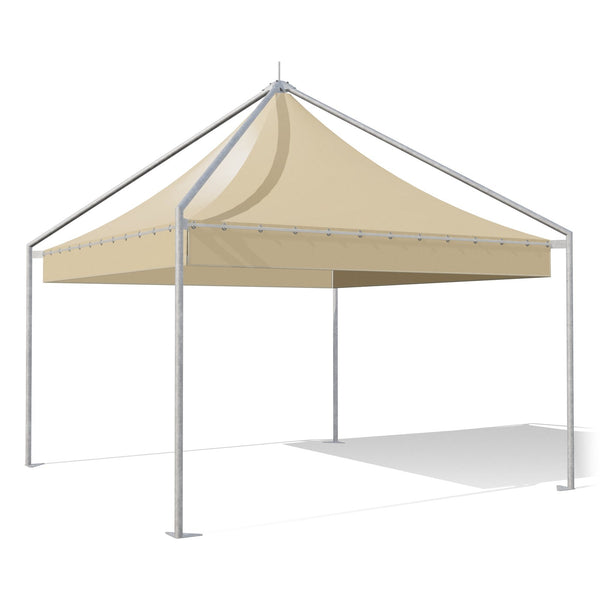 Gazebo a pagoda Pagoda Basic zincato con telo beige RAL 1014, vista 3D di tre quarti