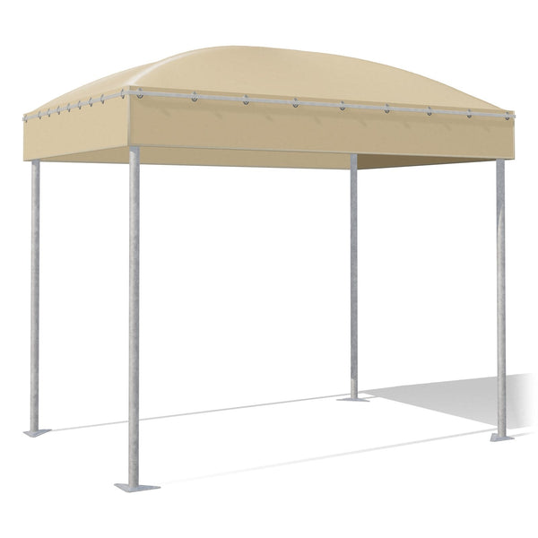 Gazebo 3x2 Gemma Basic a cupola in acciaio zincato, telo beige RAL 1014, vista 3D di tre quarti