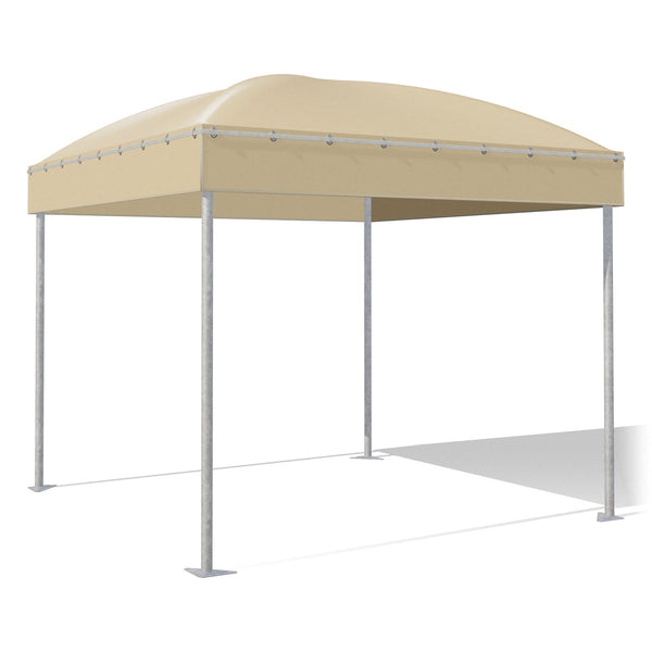 Gazebo 3x3 Gemma Basic a cupola in acciaio zincato, telo beige RAL 1014, vista 3D di tre quarti
