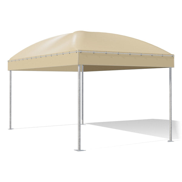 Gazebo 3x5 Gemma Basic a cupola in acciaio zincato, telo beige RAL 1014, vista 3D di tre quarti