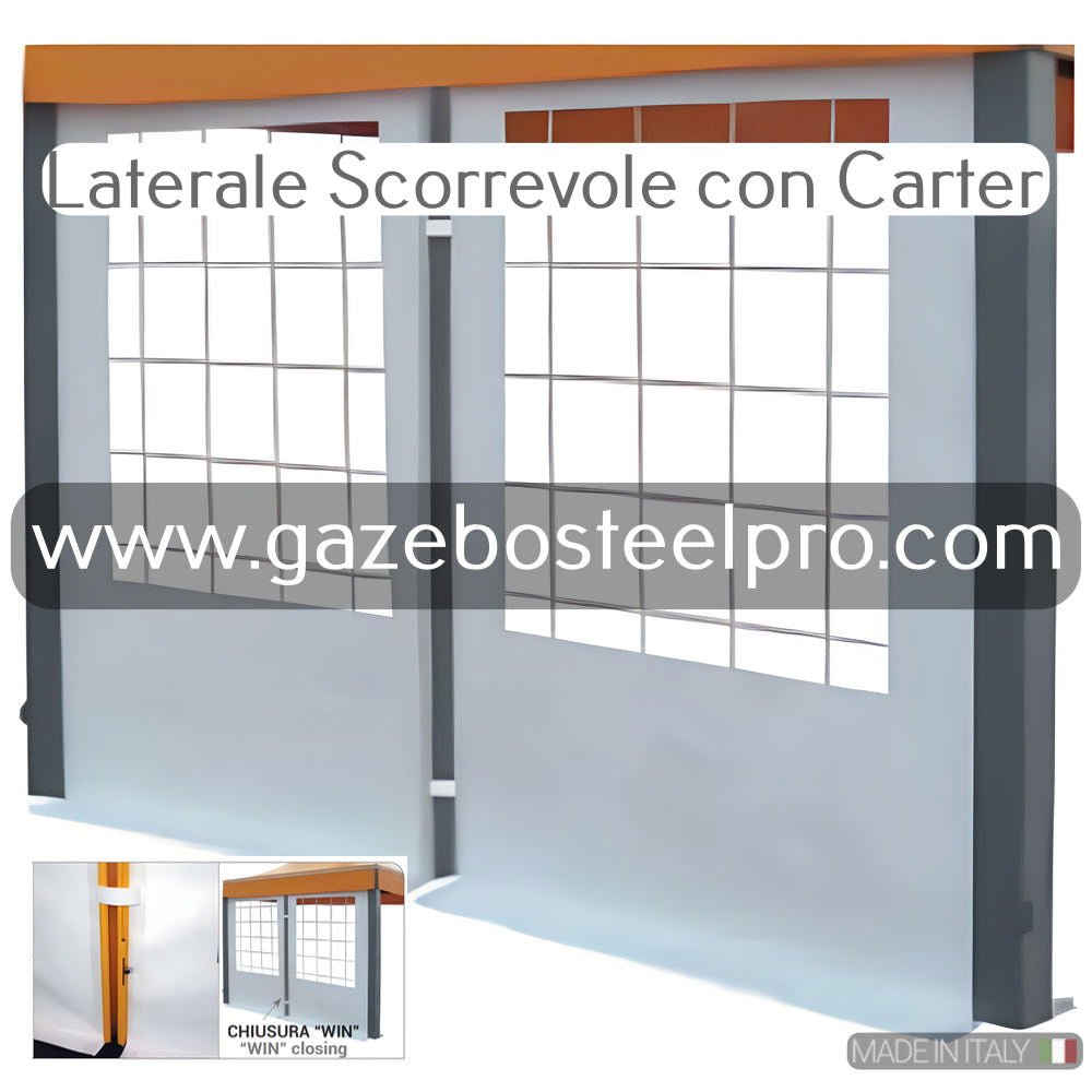 LATERALE IN PVC CON SISTEMA CARTER - Gazebo Steel Pro