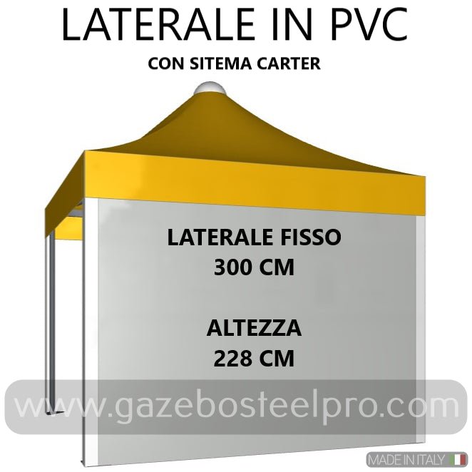 LATERALE IN PVC CON SISTEMA CARTER - Gazebo Steel Pro