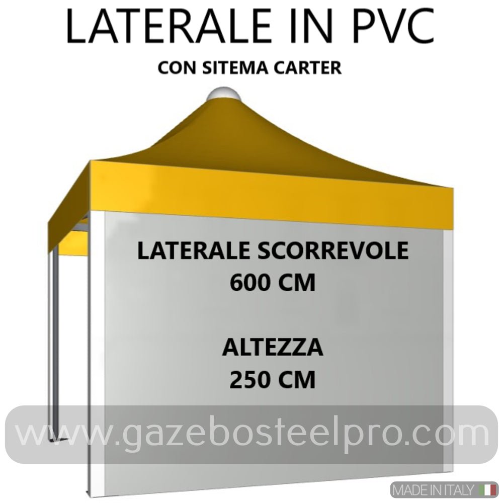 LATERALE IN PVC CON SISTEMA CARTER - Gazebo Steel Pro