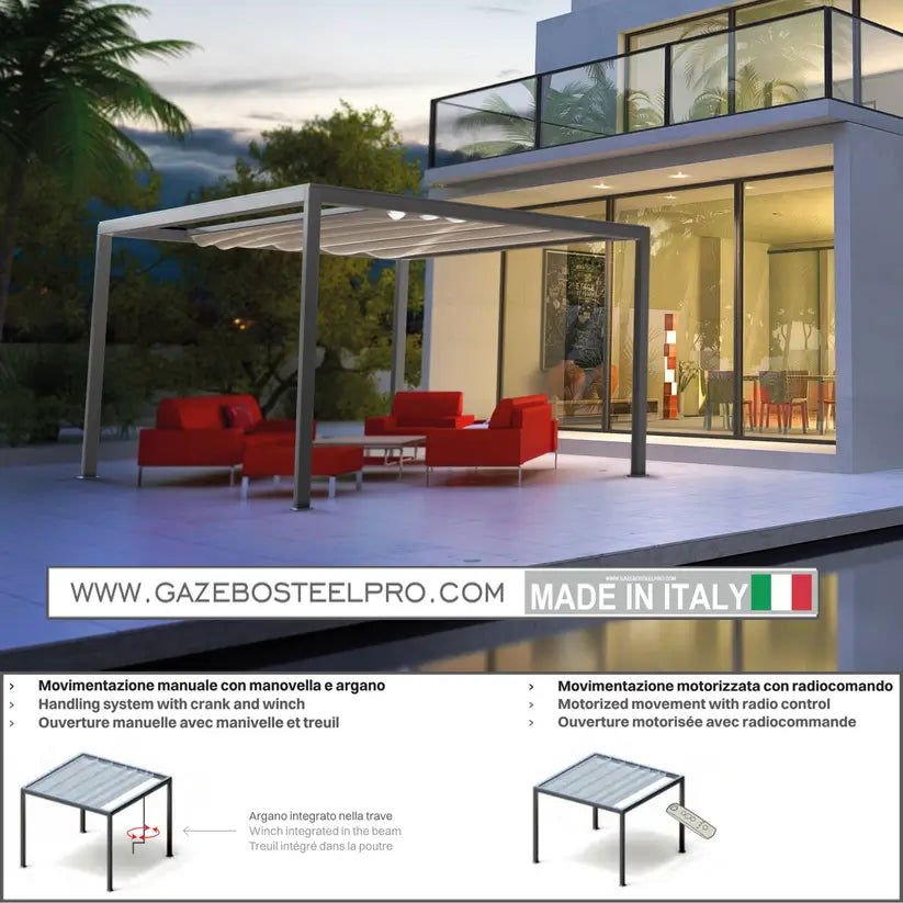 Pergola BEACH WAVE 100 - modulo singolo autoportante - Gazebo Steel Pro