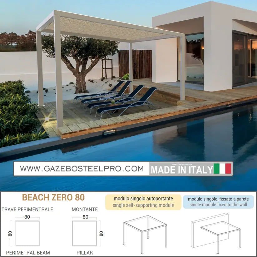 PERGOLA BEACH ZERO - 80 - 4X4 MT - Gazebo Steel Pro