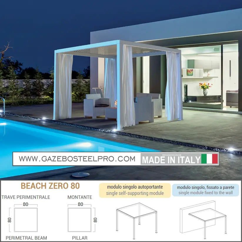 PERGOLA BEACH ZERO - 80 - 4X4 MT - Gazebo Steel Pro