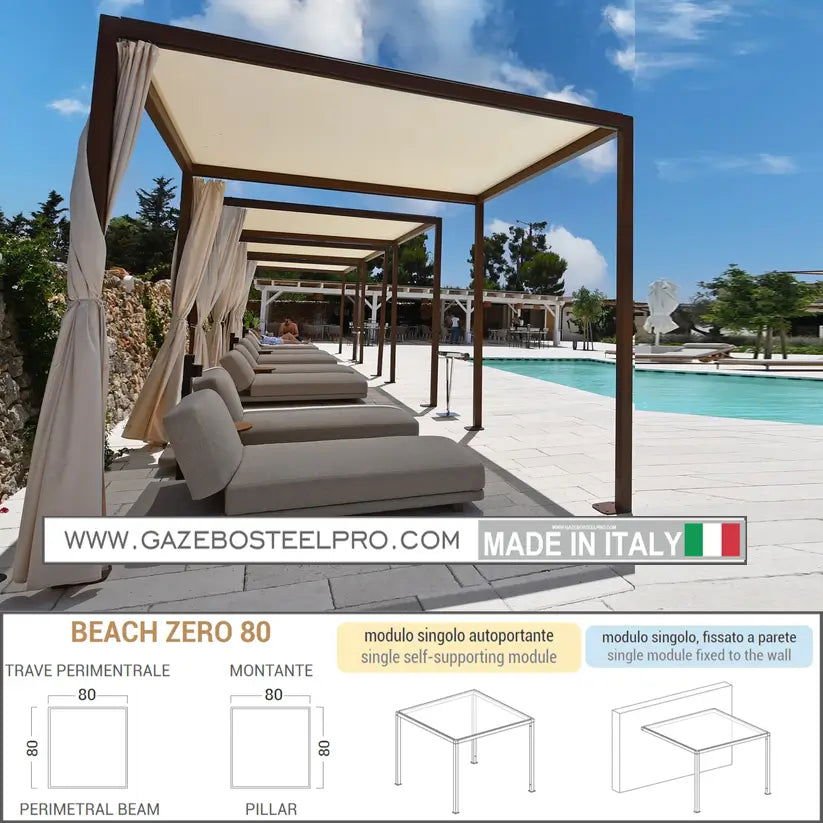 PERGOLA BEACH ZERO - 80 - 4X4 MT - Gazebo Steel Pro