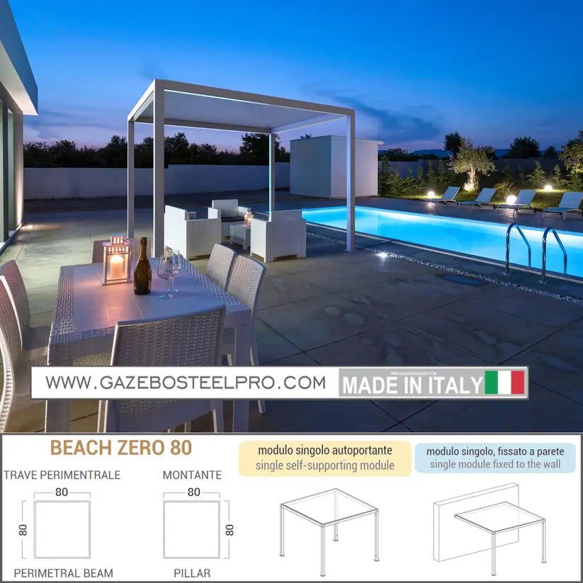 PERGOLA BEACH ZERO - 80 - 4X4 MT - Gazebo Steel Pro