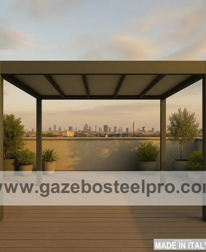 Pergola QBOX LINEA BASE – Modulo Autoprotante con Copertura Fissa in PVC - Gazebo Steel Pro