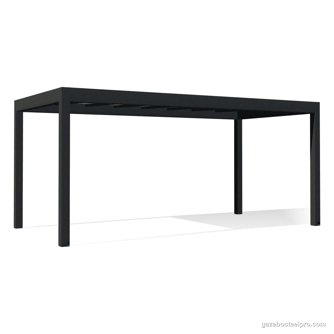 Pergola QBox Linea Medium 6 × 3 m autoportante con copertura fissa, vista 3D di tre quarti