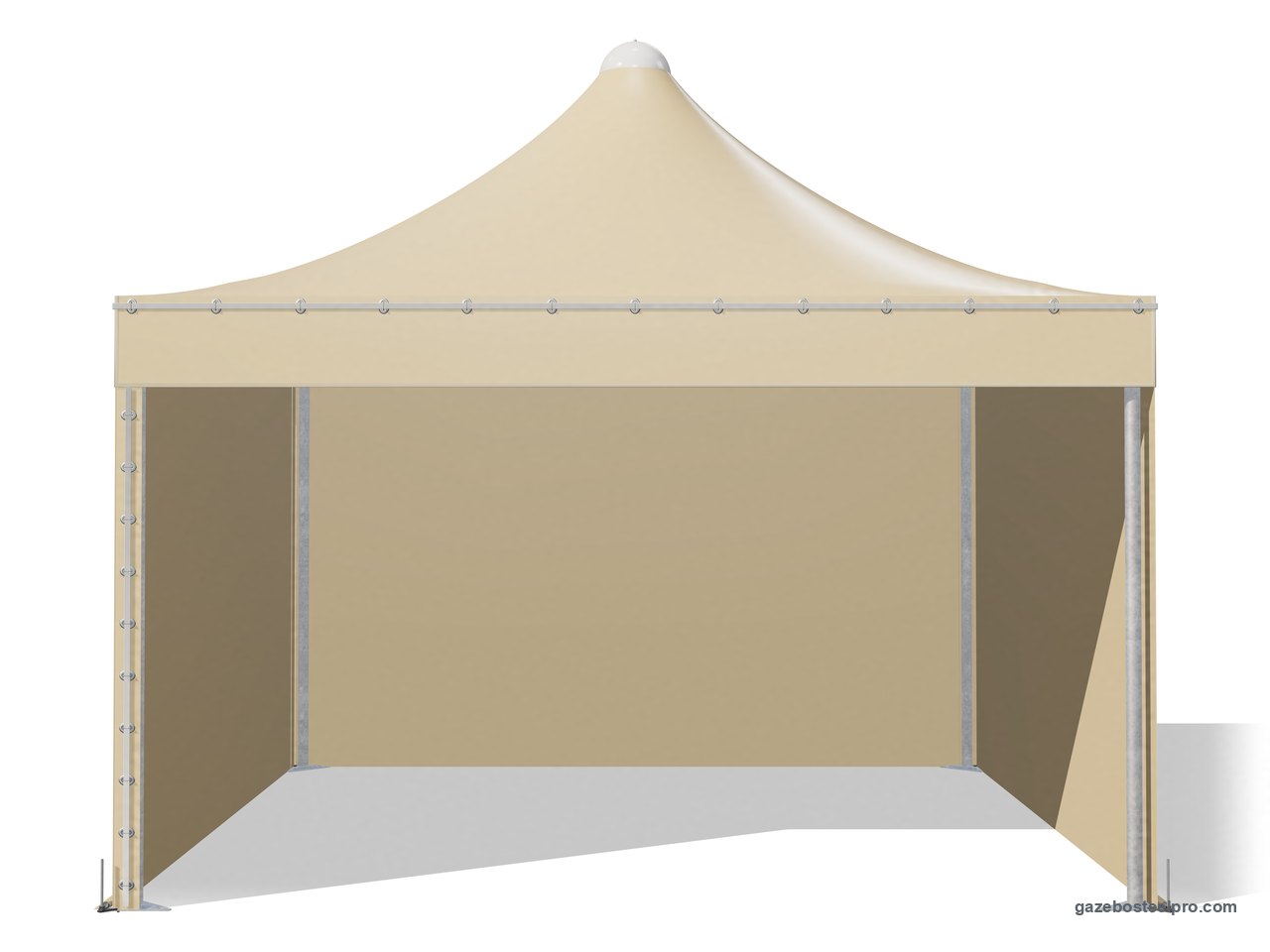 Gazebo Airone Basic chiuso su tre lati con i laterali in PVC, fronte aperto