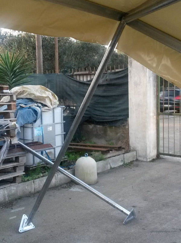 Montanti tondi Ø60 dell'Airone Basic con la piastra triangolare del piede, foto vera
