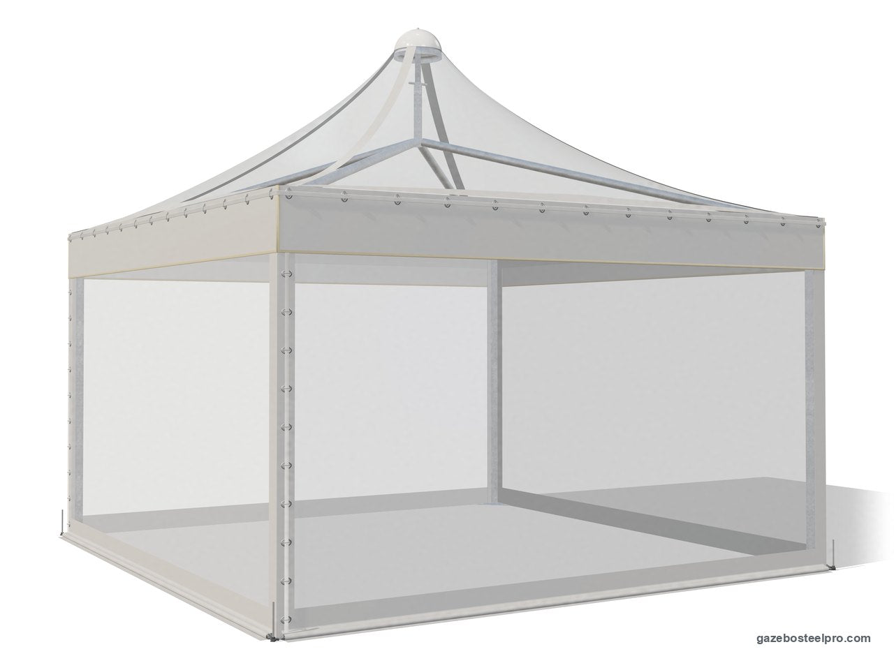 Gazebo Airone Basic con tetto e laterali in PVC Cristal trasparente su quattro lati