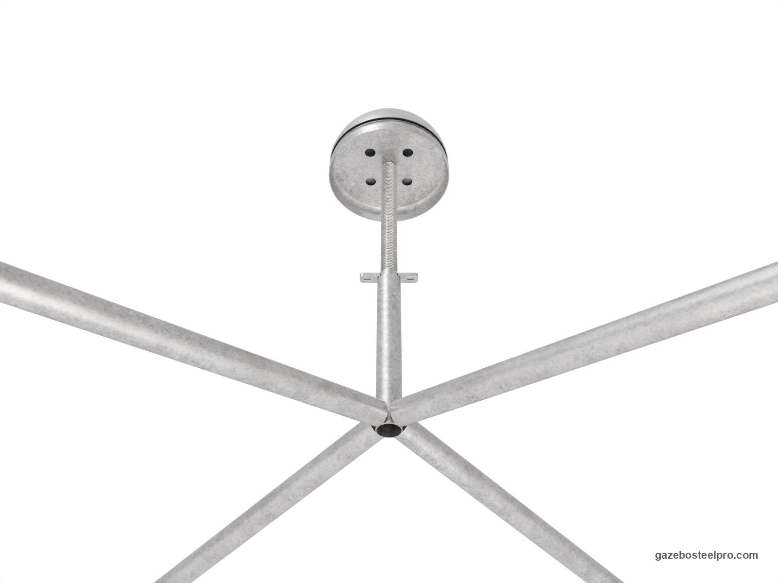 Centro dell'Airone Max Leggero senza telo, da sotto: quattro traverse sul supporto centrale e cupolino (immagine 3D)