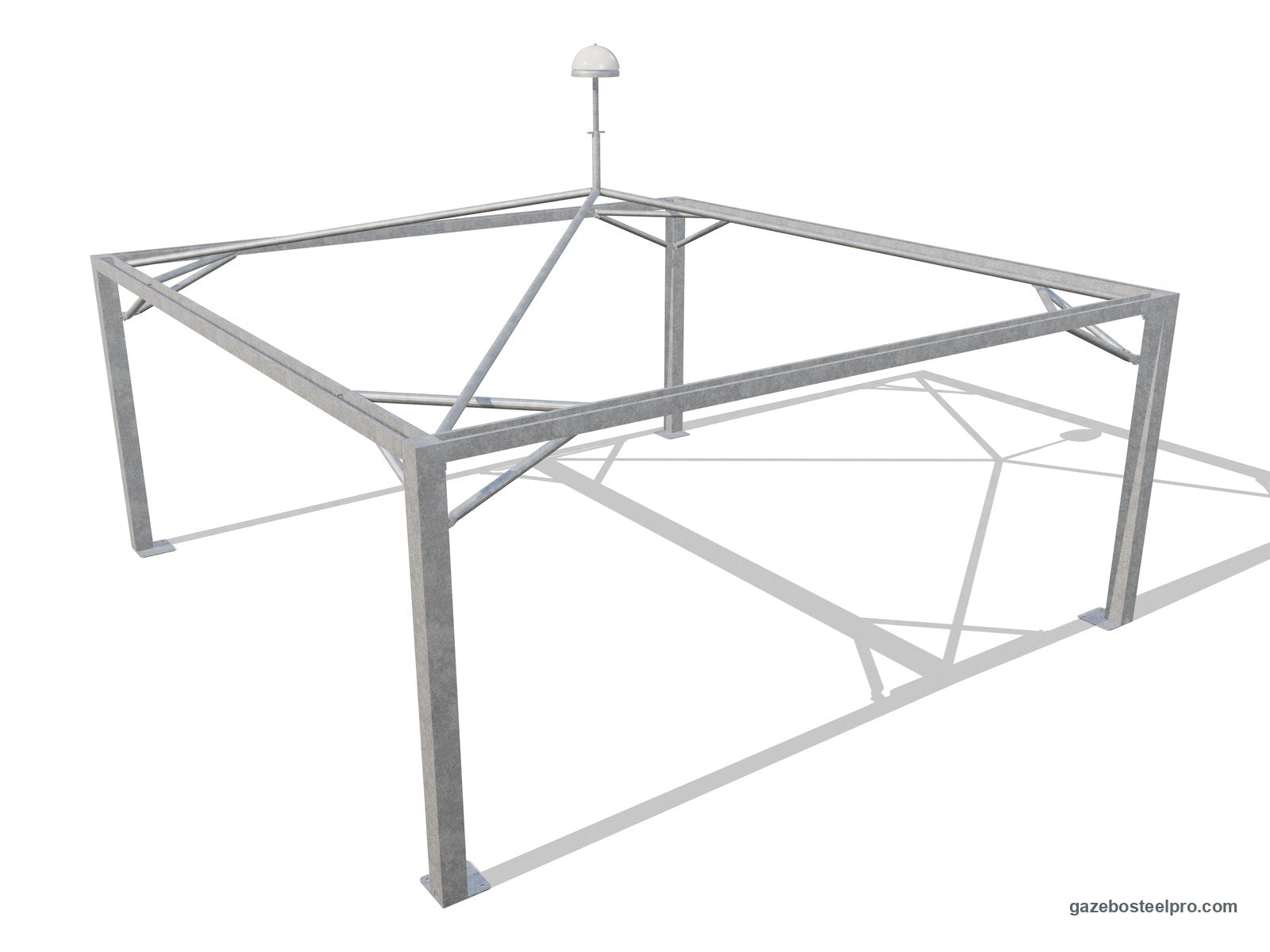 Telaio dell'Airone Max Leggero 6x6 senza telo: montanti 150×150, trave a C, quattro traverse e traversini agli angoli