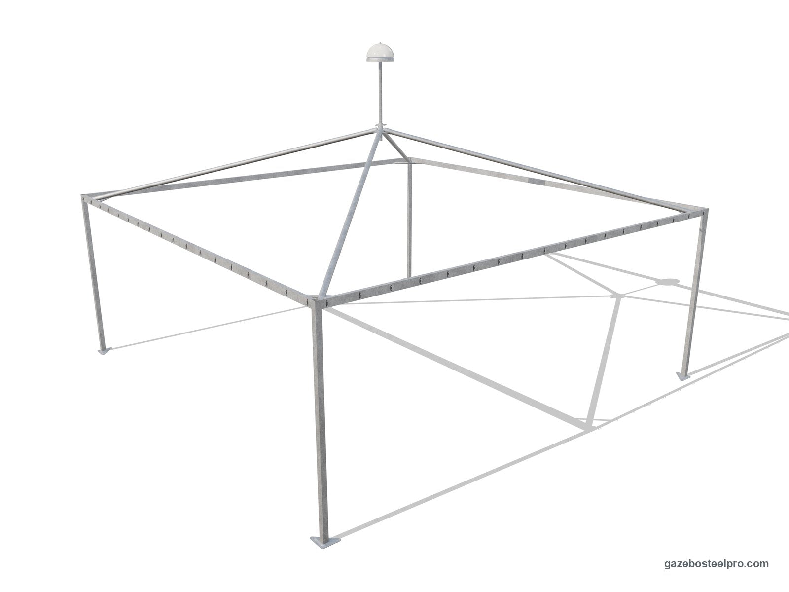 Telaio del gazebo 6x6 Airone Quadro senza telo: montanti quadri, travi, traverse e cupolino