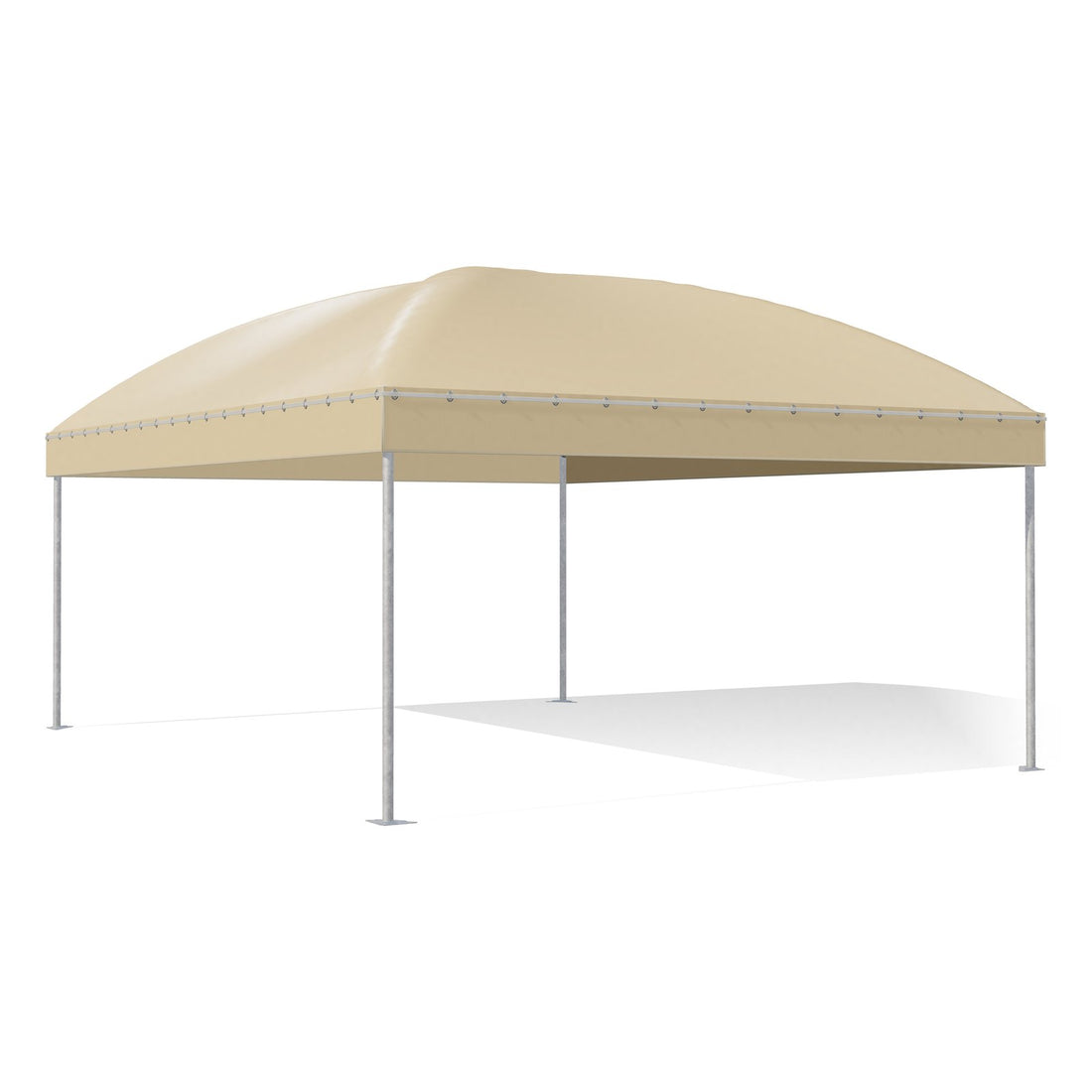 Gazebo 5x6 Gemma Basic a cupola in acciaio zincato, telo beige RAL 1014, vista 3D di tre quarti