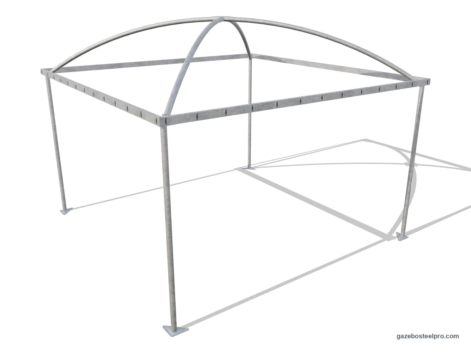 Telaio del gazebo Gemma Basic senza telo: montanti tondi, barre perimetrali e due archi incrociati