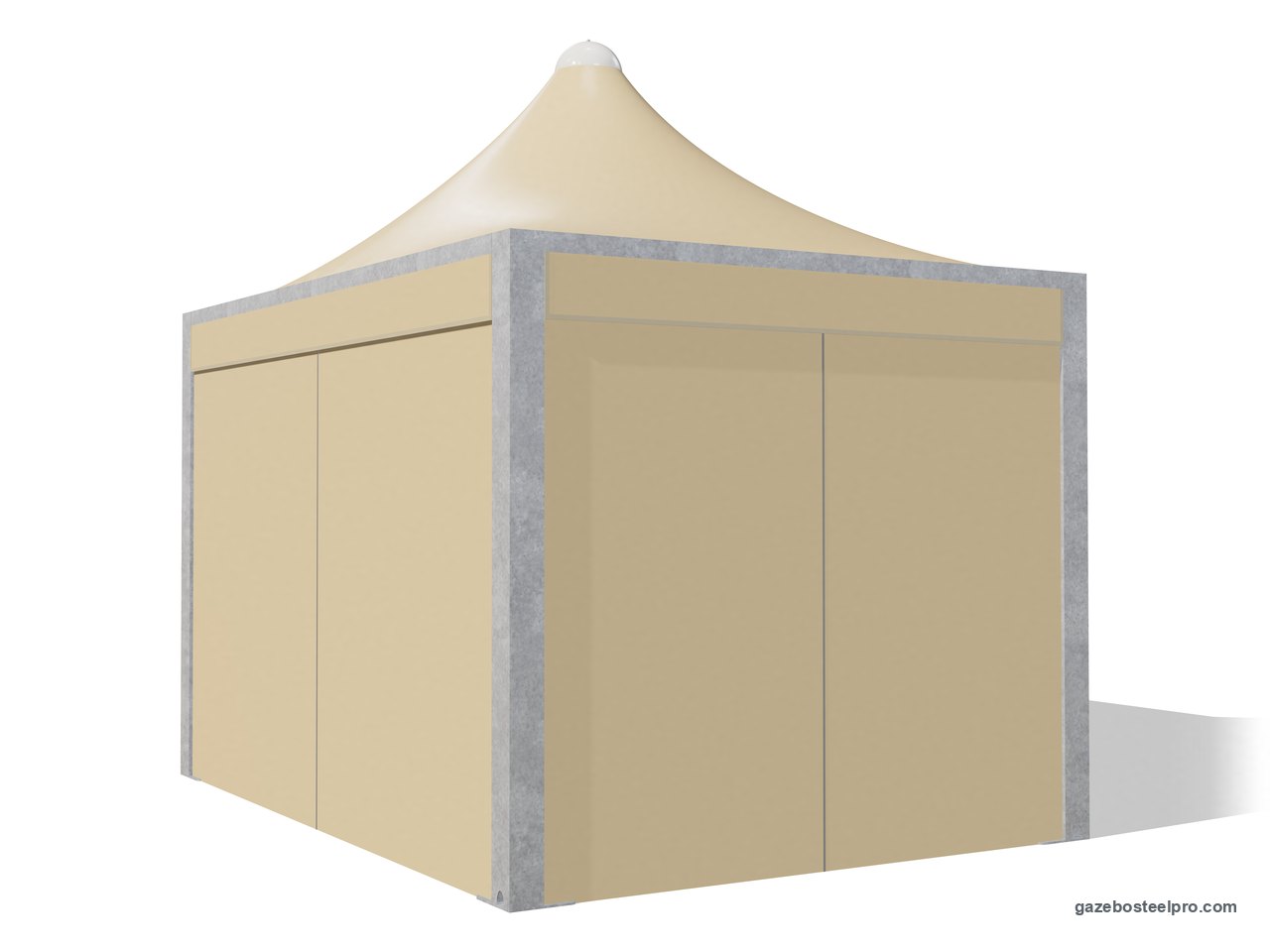 Gazebo 3x4 Airone Max Leggero chiuso su quattro lati con i laterali scorrevoli in PVC beige