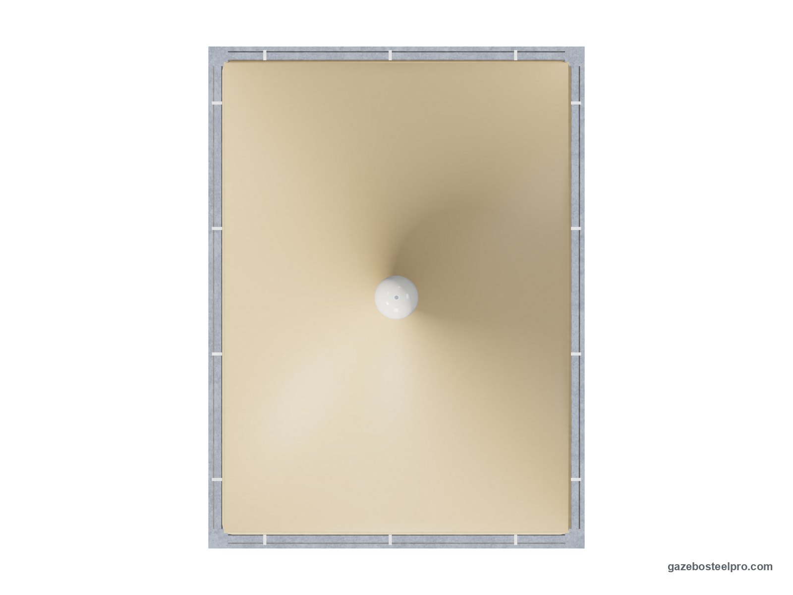 Gazebo 3x4 Airone Max Leggero dall'alto: pianta 3 × 4 m, 12 m², telo beige con la punta al centro