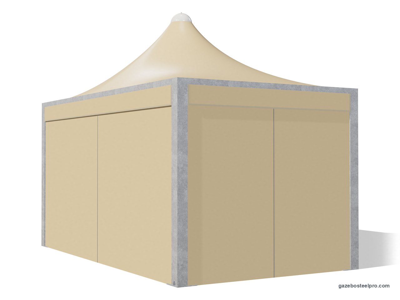 Gazebo 3x5 Airone Max Leggero chiuso su quattro lati con i laterali scorrevoli in PVC beige