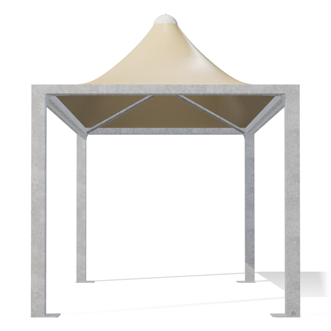 Gazebo 3x5 Airone Max Leggero con montanti quadri 150×150 in acciaio zincato, telo beige RAL 1014, vista frontale