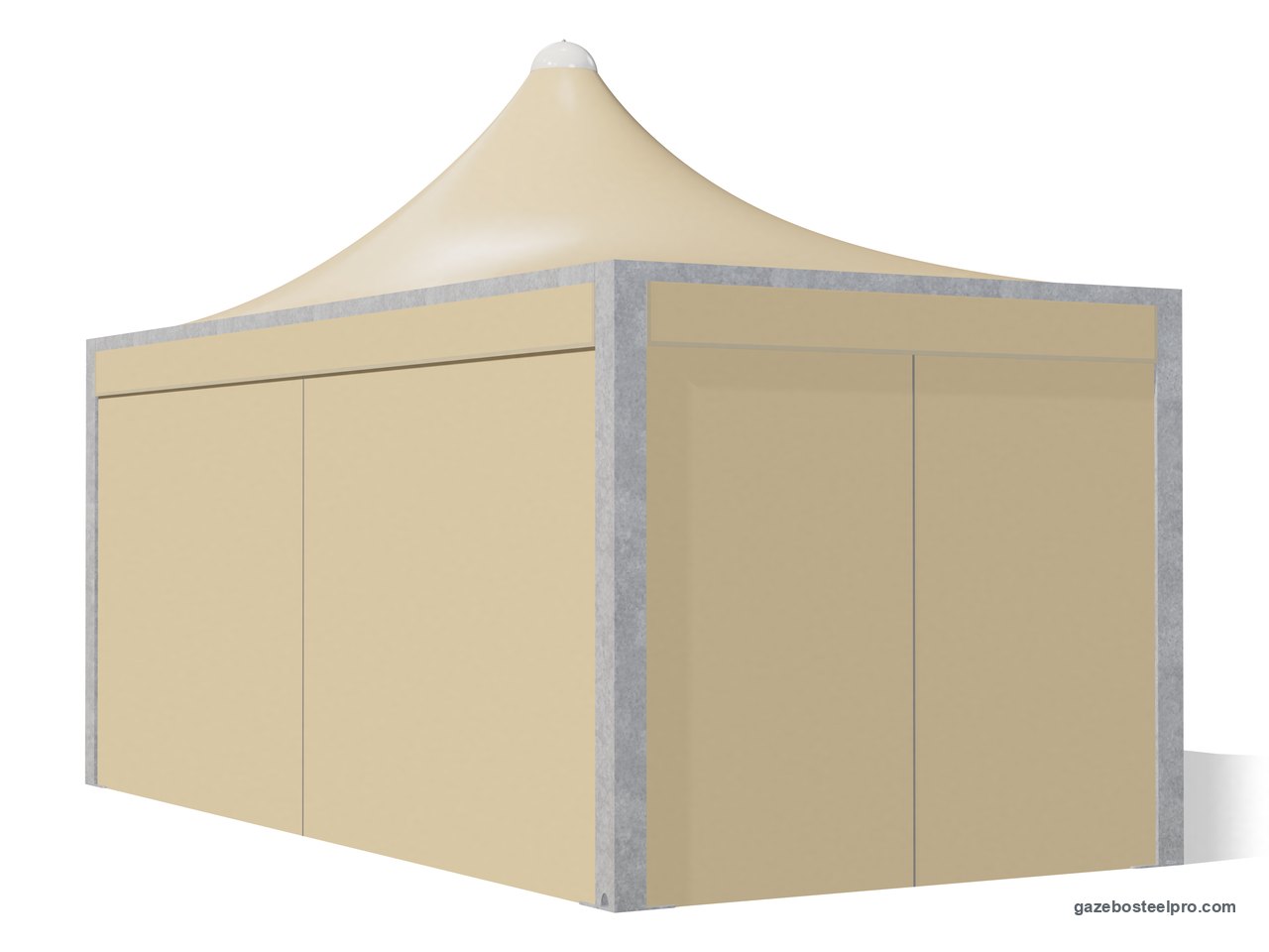 Gazebo 3x6 Airone Max Leggero chiuso su quattro lati con i laterali scorrevoli in PVC beige