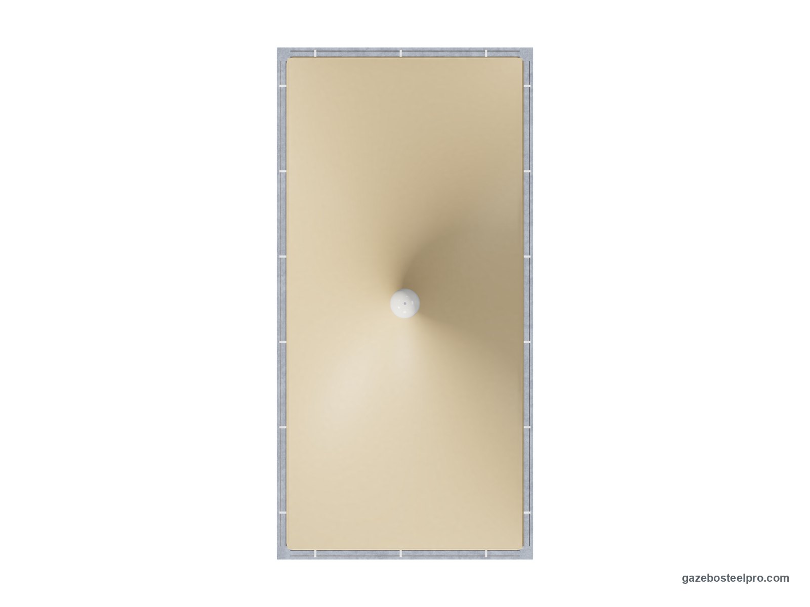 Gazebo 3x6 Airone Max Leggero dall'alto: pianta 3 × 6 m, 18 m², telo beige con la punta al centro