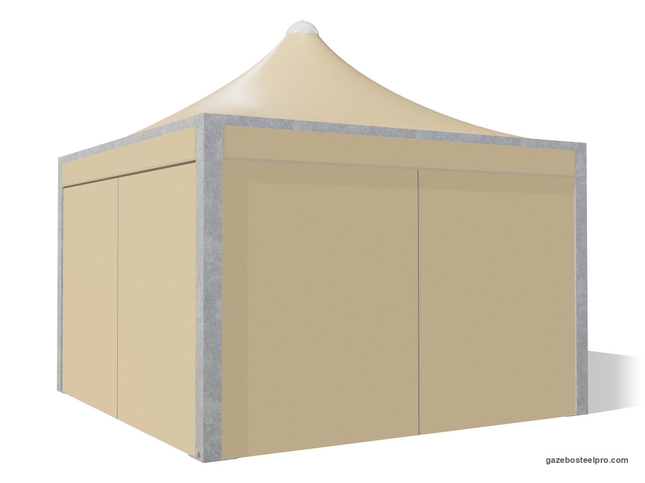 Gazebo 4x4 Airone Max Leggero chiuso su quattro lati con i laterali scorrevoli in PVC beige