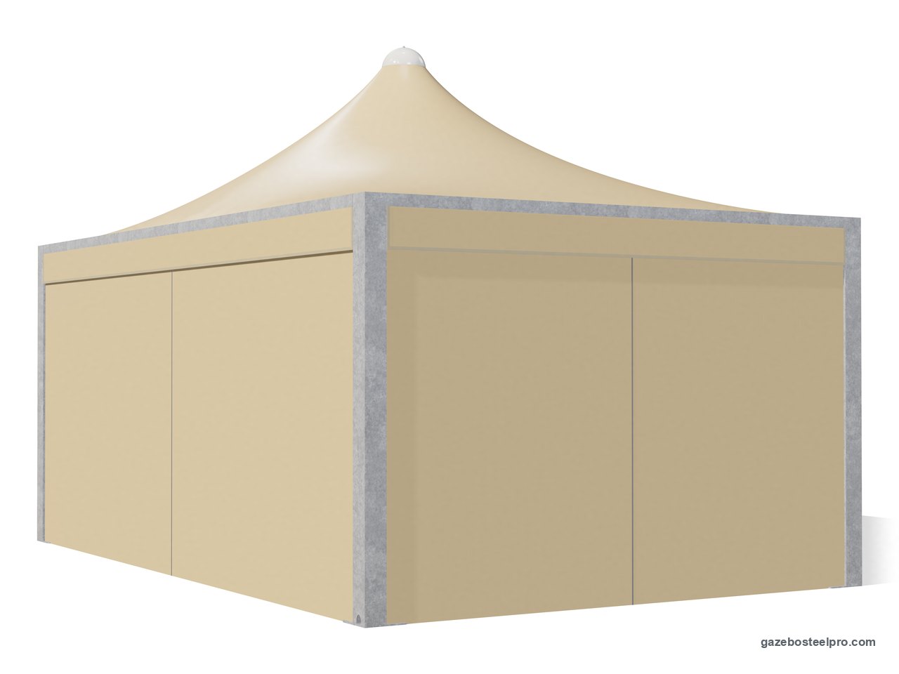 Gazebo 4x6 Airone Max Leggero chiuso su quattro lati con i laterali scorrevoli in PVC beige